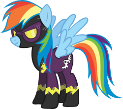 Size: 4921x4344 | Tagged: safe, artist:rainbowcrab, rainbow dash, pegasus, pony, absurd resolution, clothes, shadowbolt dash, shadowbolts, shadowbolts costume, simple background, solo, transparent background, vector