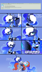 Size: 2192x3728 | Tagged: safe, artist:sugaryicecreammlp, princess luna, oc, alicorn, pony, alternate design, ask, ask nebula luna, blue background, deviantart, digital art, female, high res, mare, simple background