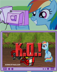 Size: 944x1200 | Tagged: safe, rainbow dash, pegasus, pony, death battle, exploitable meme, meme, screwattack.com, starscream, tv meme