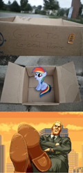 Size: 608x1266 | Tagged: safe, rainbow dash, pegasus, pony, fanfic:my little dashie, dashie meme, evil people finding dash meme, exploitable meme, fatal fury, geese howard, king of fighters, snk