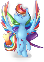 Size: 1024x1424 | Tagged: safe, artist:baldmoose, derpibooru import, rainbow dash, pegasus, pony, alternate hairstyle, colored wings, colored wingtips, earbuds, eyes closed, female, mare, simple background, solo, spread wings, transparent background, wings