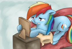 Size: 3300x2255 | Tagged: safe, artist:springbreeze27, rainbow dash, pegasus, pony, crying, picture frame, solo