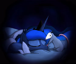 Size: 4288x3600 | Tagged: safe, artist:theravencriss, princess luna, tiberius, alicorn, pony, eyes closed, female, mare, sleeping