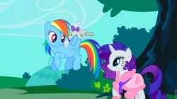 Size: 960x538 | Tagged: safe, opalescence, rainbow dash, rarity, pegasus, pony, unicorn, image macro, soon