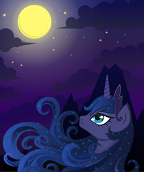 Size: 1417x1690 | Tagged: safe, artist:alpaca-pharaoh, princess luna, alicorn, pony, crown, female, jewelry, mare, moon, regalia, solo