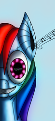 Size: 572x1250 | Tagged: safe, artist:myhysteria, rainbow dash, pegasus, pony, robot, music, solo