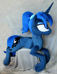 Size: 2784x3630 | Tagged: safe, artist:lioncubcreations, princess luna, alicorn, pony, female, irl, life size, mare, photo, plushie, ponytail, solo