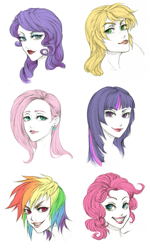 Size: 607x1012 | Tagged: safe, artist:azurestarr, derpibooru import, applejack, fluttershy, pinkie pie, rainbow dash, rarity, twilight sparkle, humanized, mane six