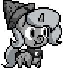 Size: 132x138 | Tagged: safe, artist:sonicboy112, princess luna, alicorn, pony, animated, cartographer's cap, female, filly, hat, monochrome, moonstuck, pixel art, simple background, solo, transparent background, woona, younger