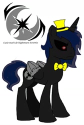 Size: 768x1146 | Tagged: safe, prince artemis, princess luna, oc, alicorn, pony, alicorn oc, animatronic, fnaf 4, rule 63