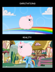 Size: 700x919 | Tagged: safe, rainbow dash, oc, oc:fluffle puff, pegasus, pony, female, mare, pink fluffy unicorns dancing on rainbows