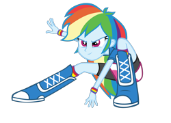 Size: 3307x2376 | Tagged: dead source, safe, artist:wolfie-blitz, derpibooru import, rainbow dash, equestria girls, friendship games, boots, clothes, compression shorts, incomplete, simple background, skirt, socks, solo, transparent background, vector