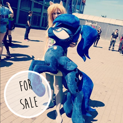 Size: 598x597 | Tagged: safe, artist:lioncubcreations, derpy hooves, princess luna, clothes, cosplay, costume, ebay, gamer luna, huge, irl, photo, plushie, ponytail