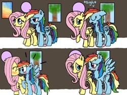 Size: 800x600 | Tagged: safe, artist:lonelove, fluttershy, rainbow dash, pegasus, pony, 30 day otp challenge, comic, date, exploitable meme, female, flutterdash, lesbian, on a date, shipping