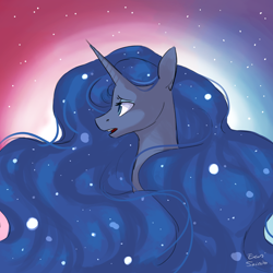 Size: 1900x1900 | Tagged: safe, artist:eeviart, princess luna, alicorn, pony, bust, female, mare, solo