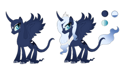 Size: 1042x561 | Tagged: safe, artist:sparkledashyt, princess luna, alicorn, pony, alternate design, cloven hooves, curved horn, simple background, solo, transparent background