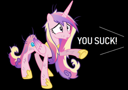 Size: 1260x894 | Tagged: safe, edit, princess cadance, alicorn, pony, abuse, black background, bruised, caddybuse, crying, downvote bait, female, mare, messy mane, messy tail, op is a cuck, op is trying to start shit, op isn't even trying anymore, out of character, sad, simple background