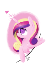 Size: 1748x2480 | Tagged: safe, artist:squeaky-belle, princess cadance, alicorn, pony, art, cute, cutedance, happy valentines day, heart, heart eyes, hearts and hooves day, princess, signature, solo, wingding eyes