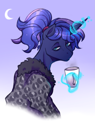 Size: 935x1221 | Tagged: safe, artist:1an1, princess luna, alicorn, pony, alternate hairstyle, coffee mug, female, magic, moon, mug, solo, telekinesis