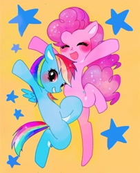 Size: 2030x2499 | Tagged: safe, artist:yam, derpibooru import, pinkie pie, rainbow dash, earth pony, pegasus, pony, female, mare, stars