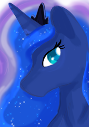 Size: 1024x1448 | Tagged: safe, artist:lordswinton, princess luna, alicorn, pony, blue, bust, colored, painting, portrait, princess, sketch, solo