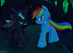 Size: 821x601 | Tagged: safe, artist:wonderboltdash, rainbow dash, changeling, pegasus, pony, cocoon, female, mare