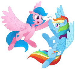 Size: 932x863 | Tagged: safe, artist:aidapone, derpibooru import, firefly, rainbow dash, pegasus, pony, g1, clop, g1 to g4, generation leap, high five, hoofbump