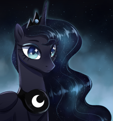 Size: 1477x1576 | Tagged: safe, artist:verawitch, princess luna, alicorn, pony, female, mare, night, sky, solo, stars