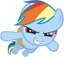 Size: 4940x4377 | Tagged: safe, artist:alltoasters, rainbow dash, pegasus, pony, fall weather friends, absurd resolution, rainbond dash, rope, simple background, solo, tied up, transparent background, vector