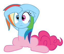 Size: 2872x2432 | Tagged: safe, derpibooru import, pinkie pie, rainbow dash, earth pony, pony, fusion, heterochromia, simple background, solo, transparent background, vector