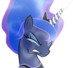 Size: 772x723 | Tagged: safe, edit, edited screencap, editor:childofthenight, screencap, princess luna, alicorn, pony, do princesses dream of magic sheep, season 5, background removed, cropped, crying, eyes closed, female, glowing horn, magic, mare, simple background, solo, transparent background