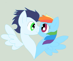 Size: 784x650 | Tagged: safe, artist:rasowiec, rainbow dash, soarin', pegasus, pony, female, male, shipping, soarindash, straight