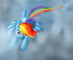 Size: 600x500 | Tagged: safe, artist:blemy, rainbow dash, pegasus, pony, detailed background, female, mare, solo