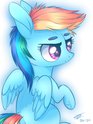 Size: 900x1200 | Tagged: safe, artist:du-sk, derpibooru import, rainbow dash, pegasus, pony, chibi, cute, foal, shading, solo