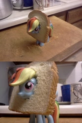 Size: 2048x3072 | Tagged: safe, rainbow dash, bread, bread head, breading, irl, photo, toy, wat