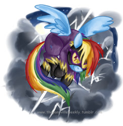 Size: 684x703 | Tagged: safe, artist:vago-xd, derpibooru import, part of a set, rainbow dash, pegasus, pony, clothes, goggles, lightning, nightmare night, shadowbolt dash, shadowbolts costume, solo