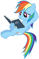 Size: 3000x4485 | Tagged: safe, artist:jackofmosttrades, rainbow dash, pegasus, pony, fallout equestria, book, female, hooves, mare, ministry mares, reading, simple background, solo, transparent background, vector, wings