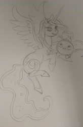 Size: 2964x4508 | Tagged: safe, artist:poofiemus, princess luna, alicorn, pony, crossover, final space, mooncake (final space), pencil drawing, traditional art