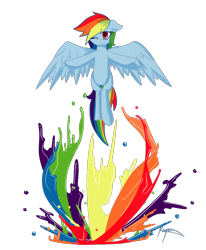 Size: 1200x1457 | Tagged: safe, artist:xonitum, rainbow dash, pegasus, pony, female, flying, looking at you, mare, one eye closed, paint, signature, simple background, smiling, solo, transparent background