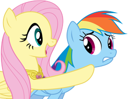 Size: 6000x4685 | Tagged: safe, artist:masem, fluttershy, rainbow dash, pegasus, pony, magical mystery cure, absurd resolution, element of kindness, simple background, transparent background, vector