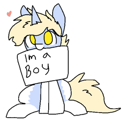 Size: 464x461 | Tagged: safe, artist:nootaz, oc, oc only, oc:nootaz, pony, unicorn, cute, gender, heart, male, mouth hold, rule 63, sign, simple background, sitting, smiling, solo, stallion, transparent background