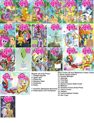 Size: 1000x1310 | Tagged: safe, derpibooru import, idw, applejack, fluttershy, pinkie pie, rainbow dash, rarity, twilight sparkle, earth pony, pegasus, pony, unicorn, covers, text