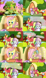 Size: 2200x3750 | Tagged: safe, artist:fillyscoots42, apple bloom, fluttershy, rainbow dash, scootaloo, sweetie belle, pegasus, pony, ask crinkleloo, cast, crinkleloo