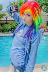 Size: 640x960 | Tagged: safe, artist:mugggy, rainbow dash, human, cosplay, irl, irl human, photo, solo