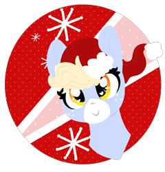 Size: 940x980 | Tagged: safe, artist:nootaz, oc, oc:nootaz, pony, unicorn, bust, christmas, female, hat, holiday, hooves, icon, lineless, mare, portrait, santa hat, smiling, solo