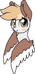 Size: 295x624 | Tagged: safe, artist:nootaz, oc, oc:wings, pony, blushing, looking at you, solo
