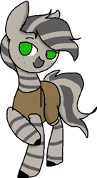 Size: 269x496 | Tagged: safe, artist:nootaz, oc, zebra, freckles, green eyes, solo, transparent background, tunic, zebra oc