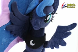 Size: 1080x720 | Tagged: safe, artist:nekokevin, princess luna, alicorn, pony, cute, female, irl, looking at you, mare, photo, plushie, simple background, spread wings, white background, wings