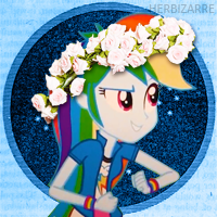 Size: 200x200 | Tagged: safe, rainbow dash, equestria girls, floral head wreath, icon, solo