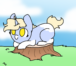 Size: 588x510 | Tagged: safe, artist:nootaz, oc, oc only, oc:nootaz, cute, grass, solo, tree stump